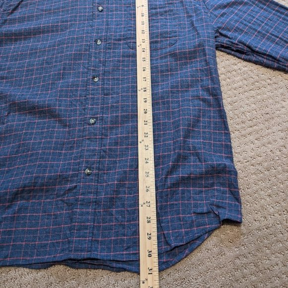 Faherty Men's XL Plaid Button Down Shirt Front Pocket Blue Pink Long Sleeve - Picture 6 of 8